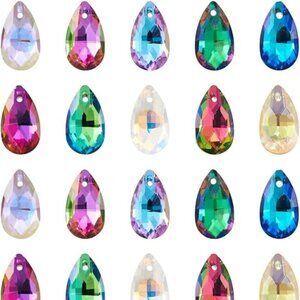 PH Pandhall 100Pcs Crystal Teardrop Glass Beads Faceted Teardrop Beads